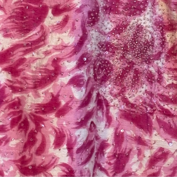 Anthropologie Maxi Silk Skirt Size 8 Sequins in front in flowers - Picture 4 of 6